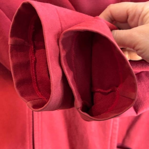 NEON BUDDHA Sz L Jacket Red Button-Up Funnel Neck Pockets Long Sleeve Lagenlook - Picture 6 of 9